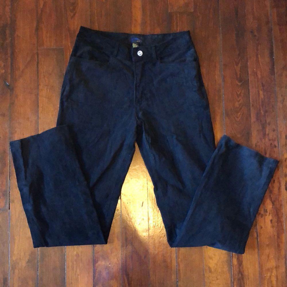 Jou Jou Stylish Black Suede 100% Leather Pants for Casual Wear - Size 9/10